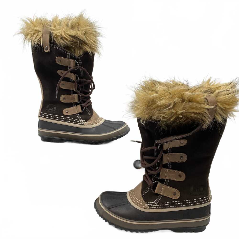 Sorel Joan of Arctic Brown Tan Boots Fur Trim Waterproof | Womens 7